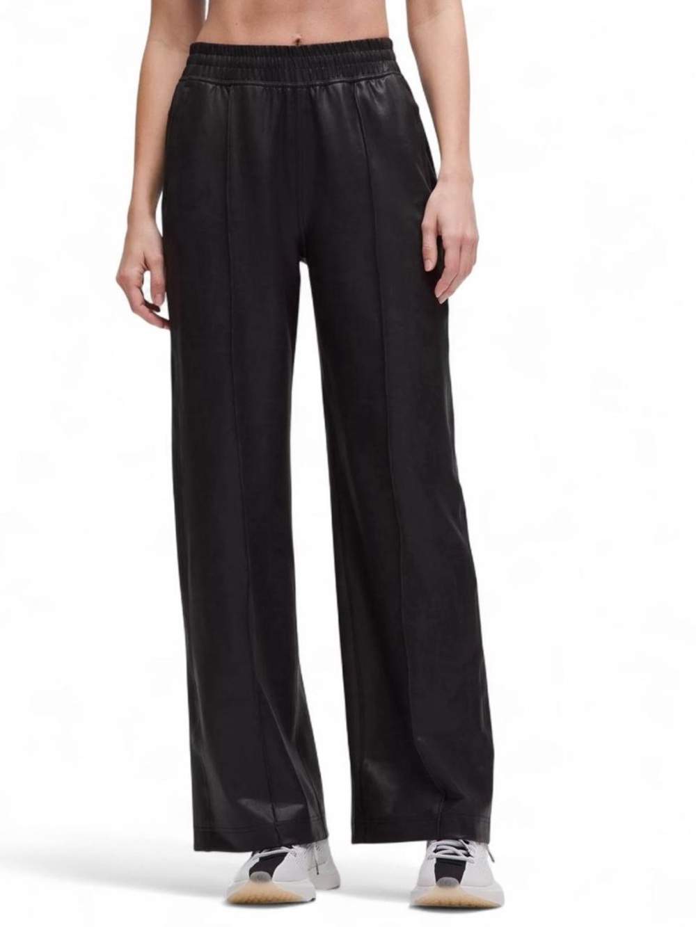Lululemon Everlux Relaxed Train Pant Black (matte foil) Faux Leather SZ 12
